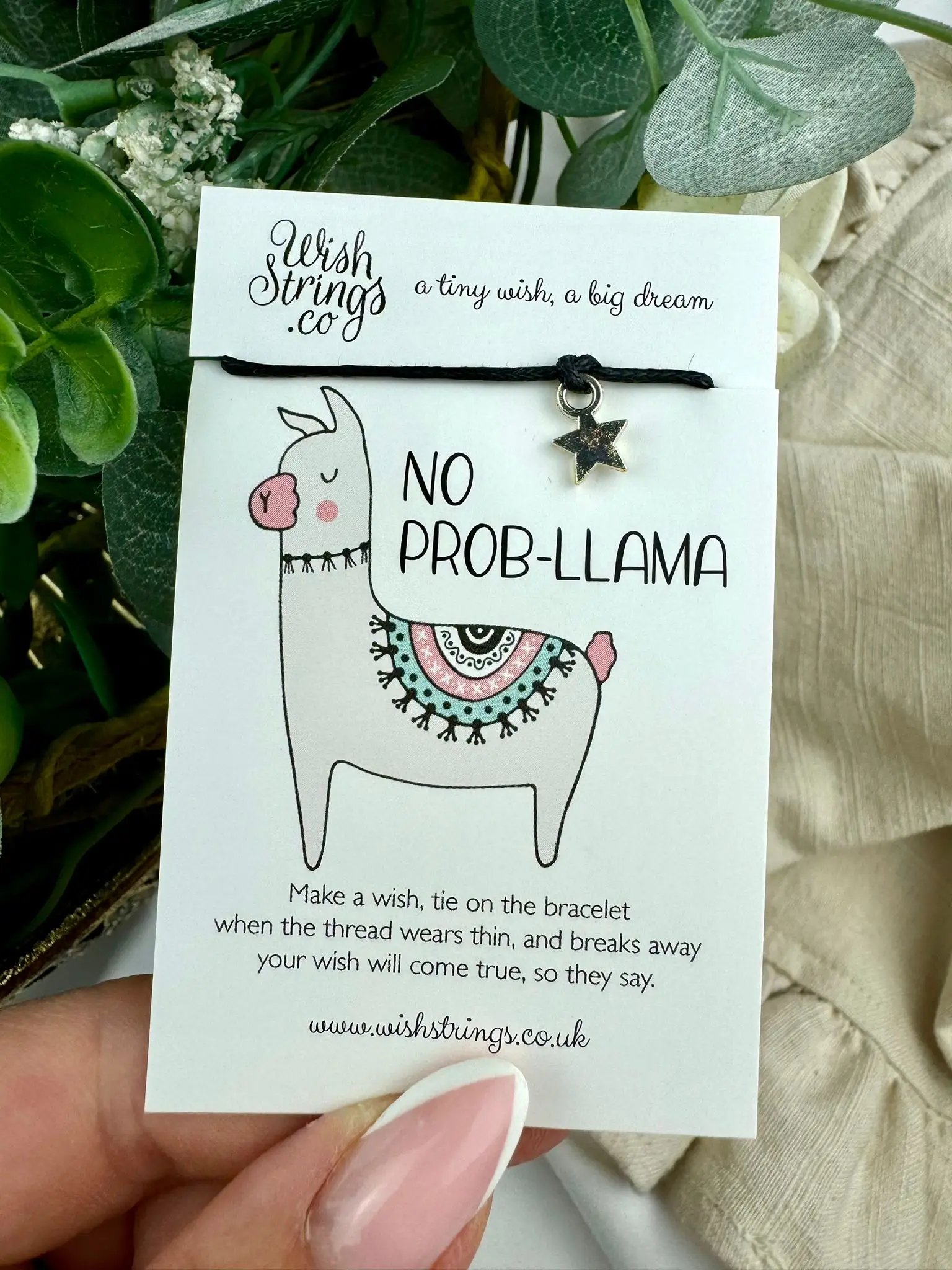 No Prob-Llama, wish bracelet with Tibetan Silver charm - Image 1