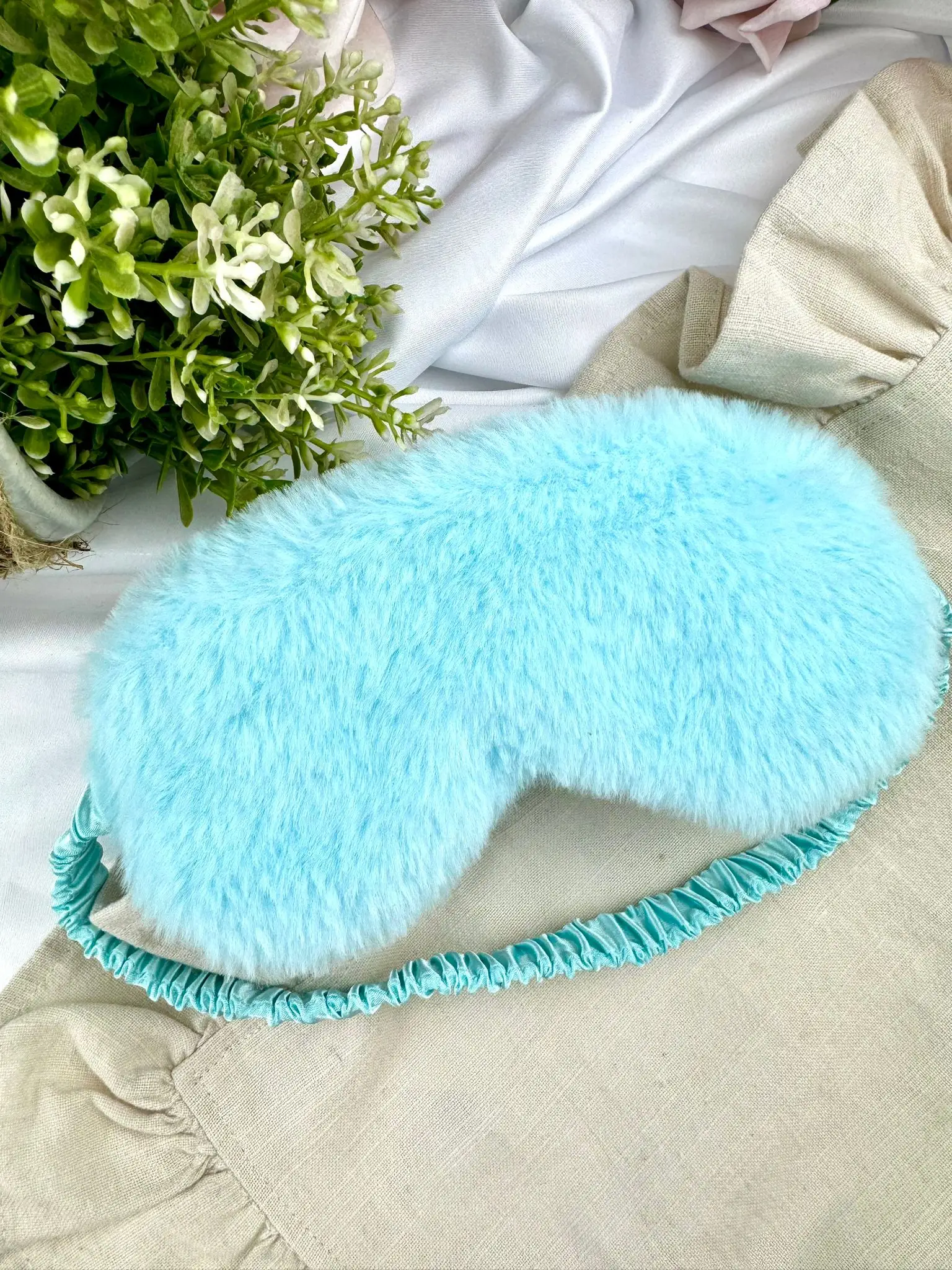Plush Eye Mask in Turquoise - Image 1