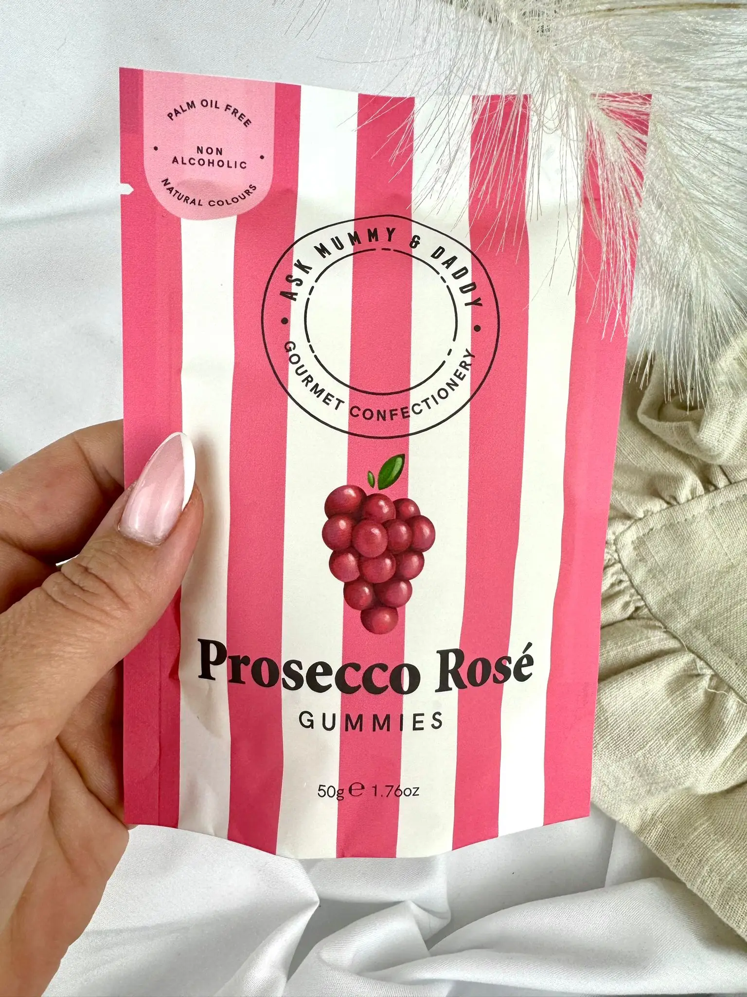 Prosecco Rose Gummies, shaped like the flower, these gummies are bursting with notes of strawberries, cherries and a hint of raspberry. Palm-oil free, non-alcoholic - Image 1