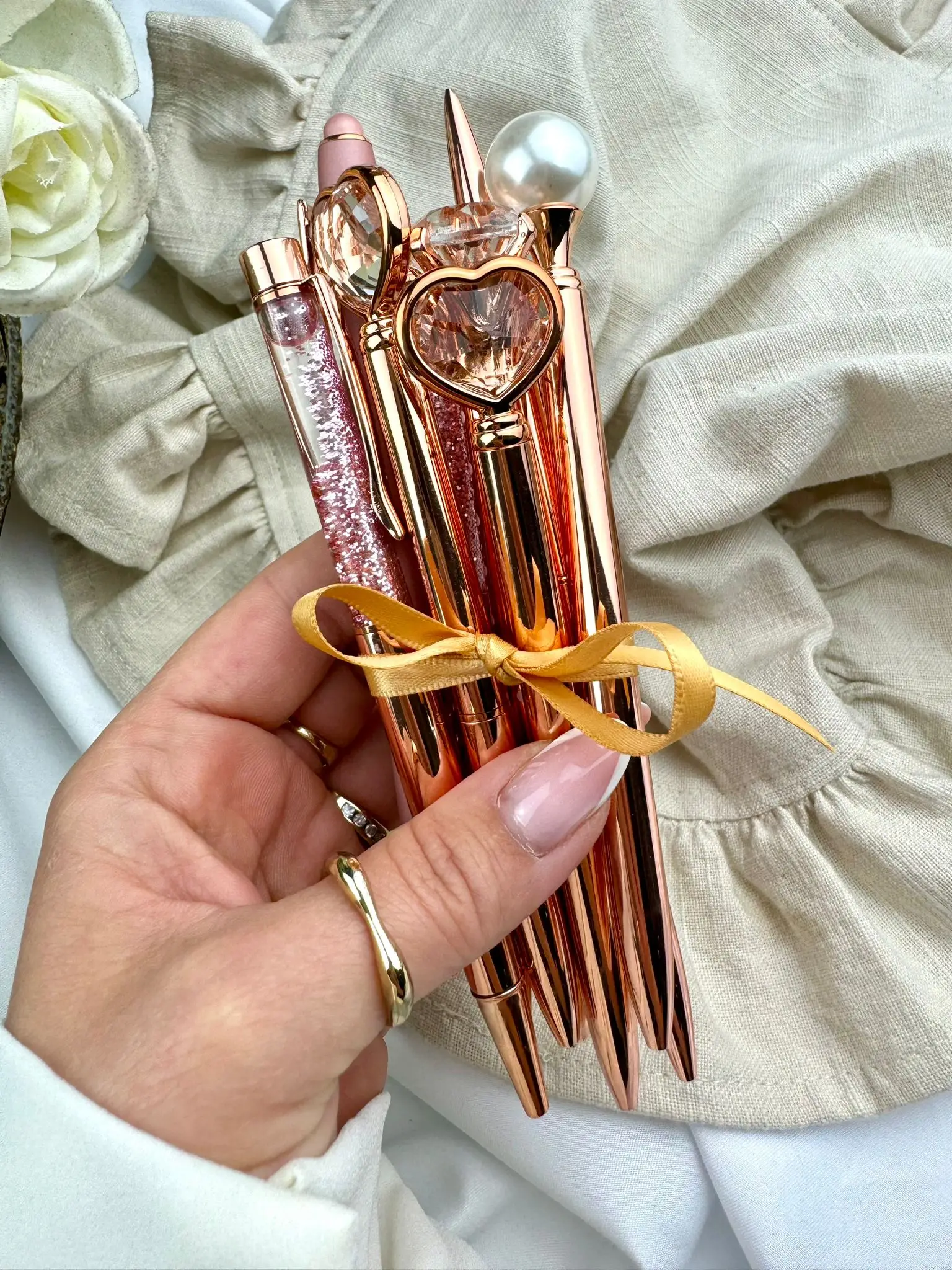 Rose Golden Crystal Ballpoint Pen (design chosen at random) - Image 1
