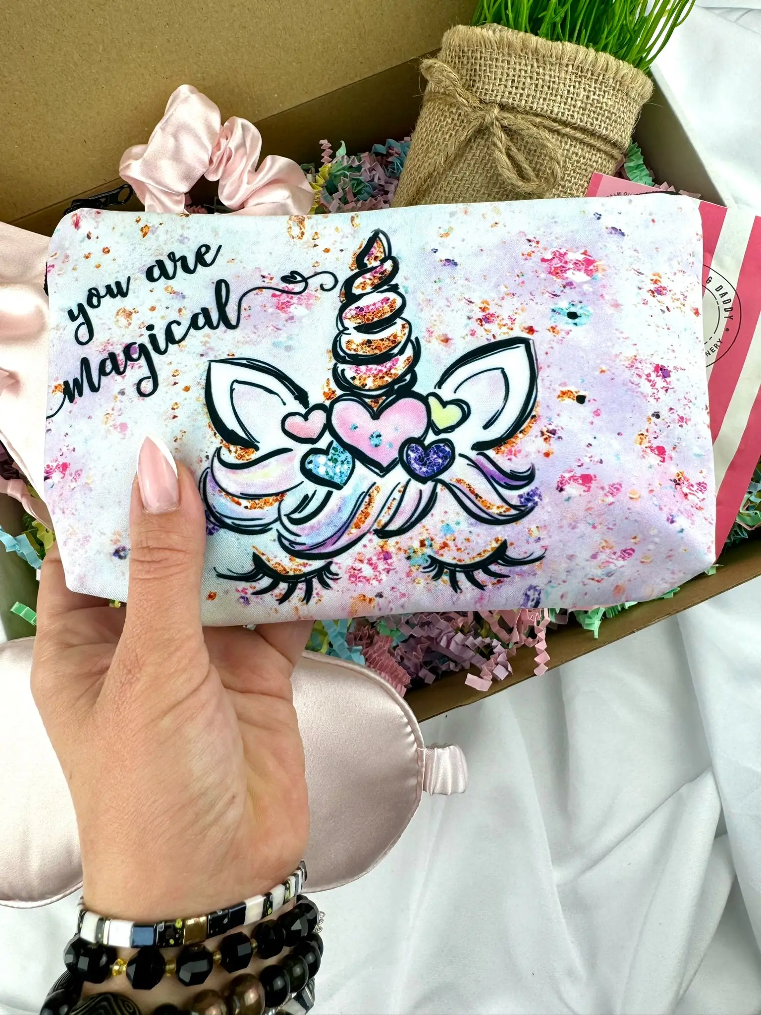 'You Are Magical' Unicorn Pouch perfect for makeup, toiletries or accessories. Water resistant - Image 1