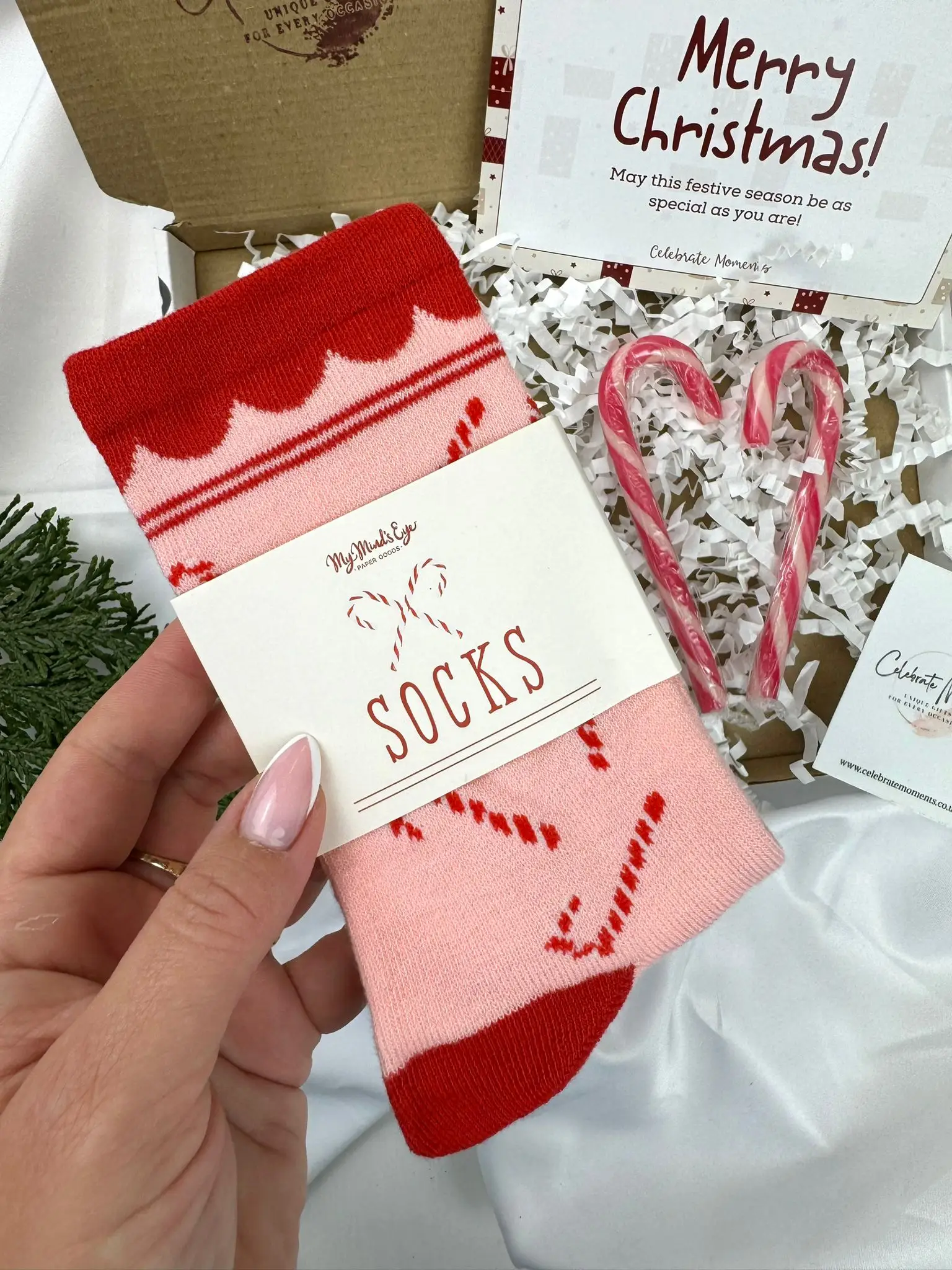 Cute Christmas socks with candy canes - Image 1