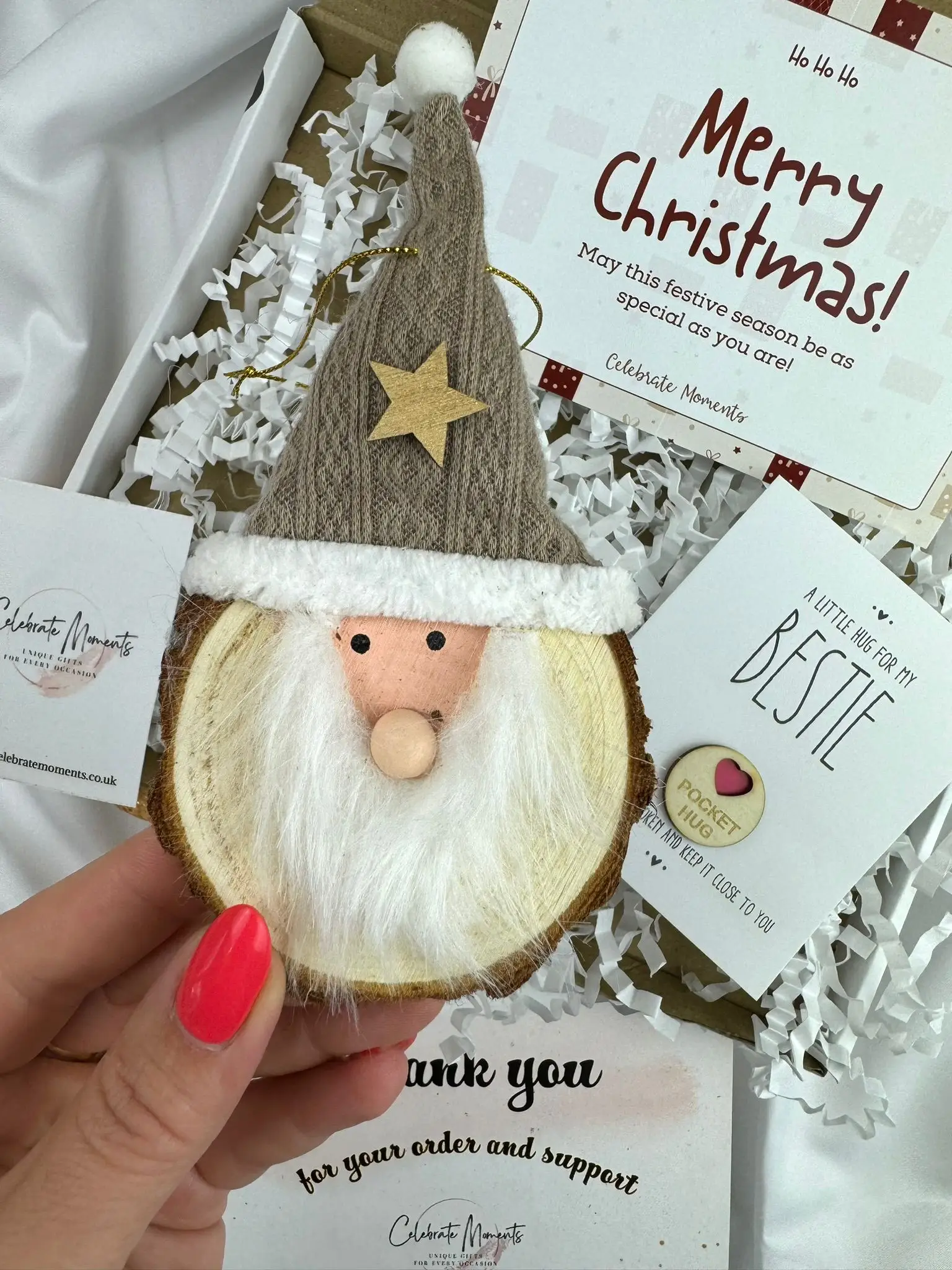 Gorgeous Pinewood Hanging Santa - Image 1