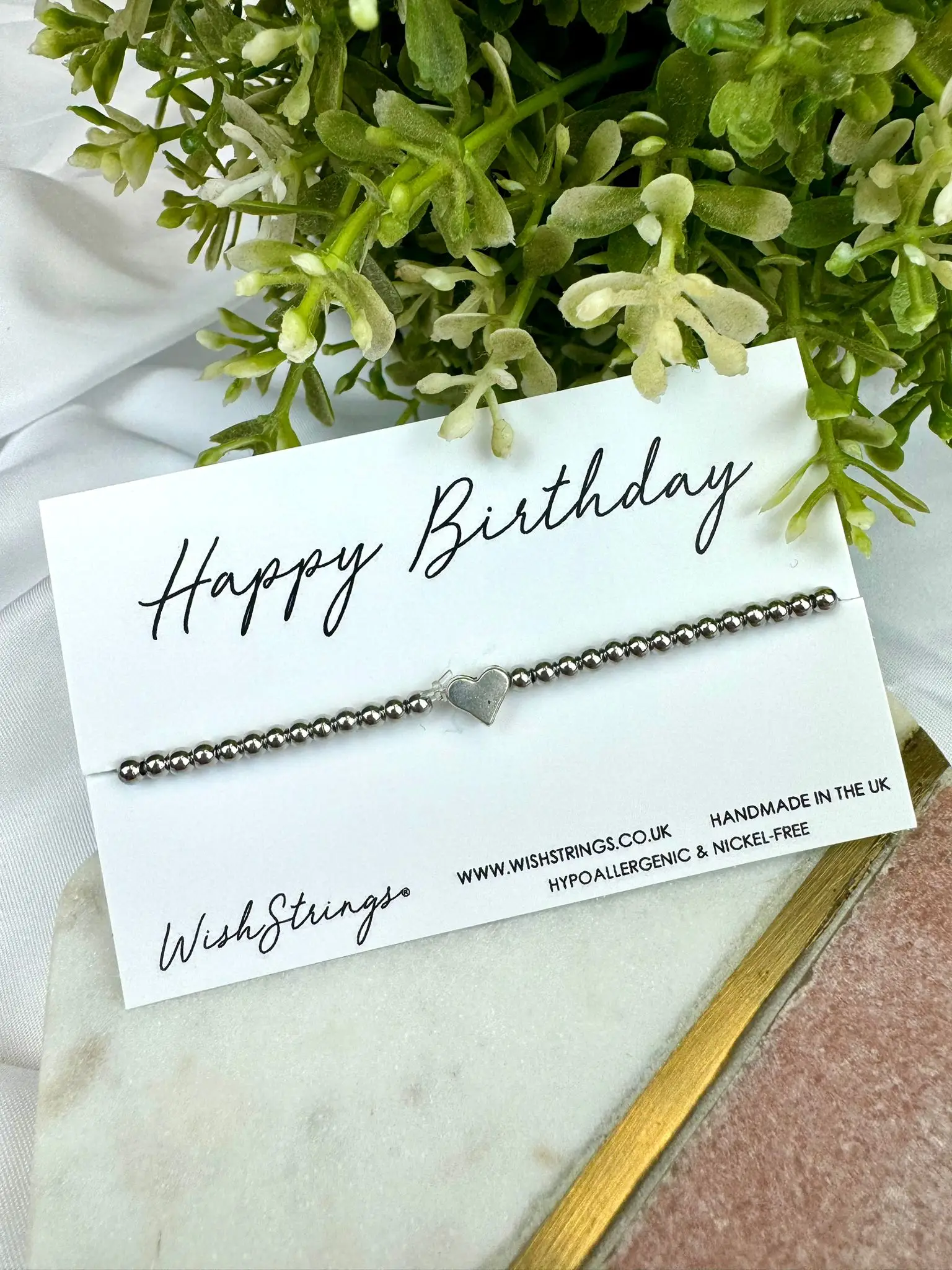 Happy Birthday - Heart Stretch Beaded Bracelet. Hypoallergenic & nickel-free, stainless base with silver coating, for hard wearing - Image 1