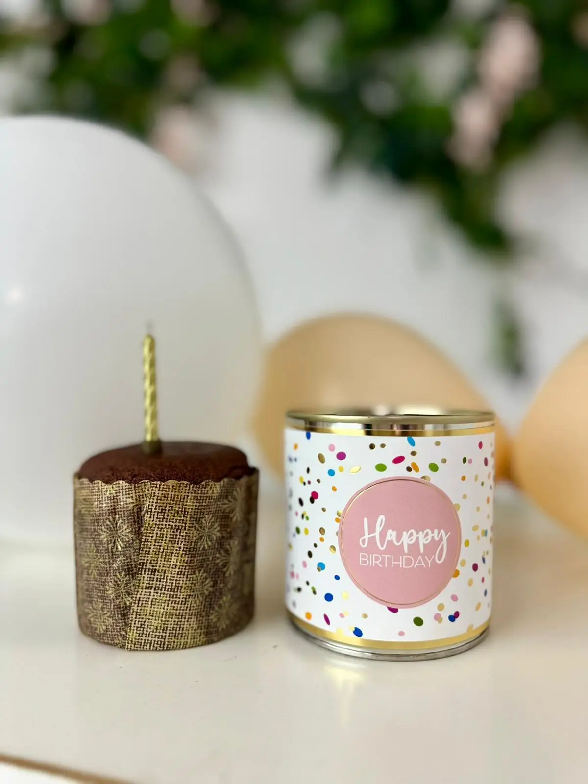 Happy Birthday mini Cake with candle - Image 1
