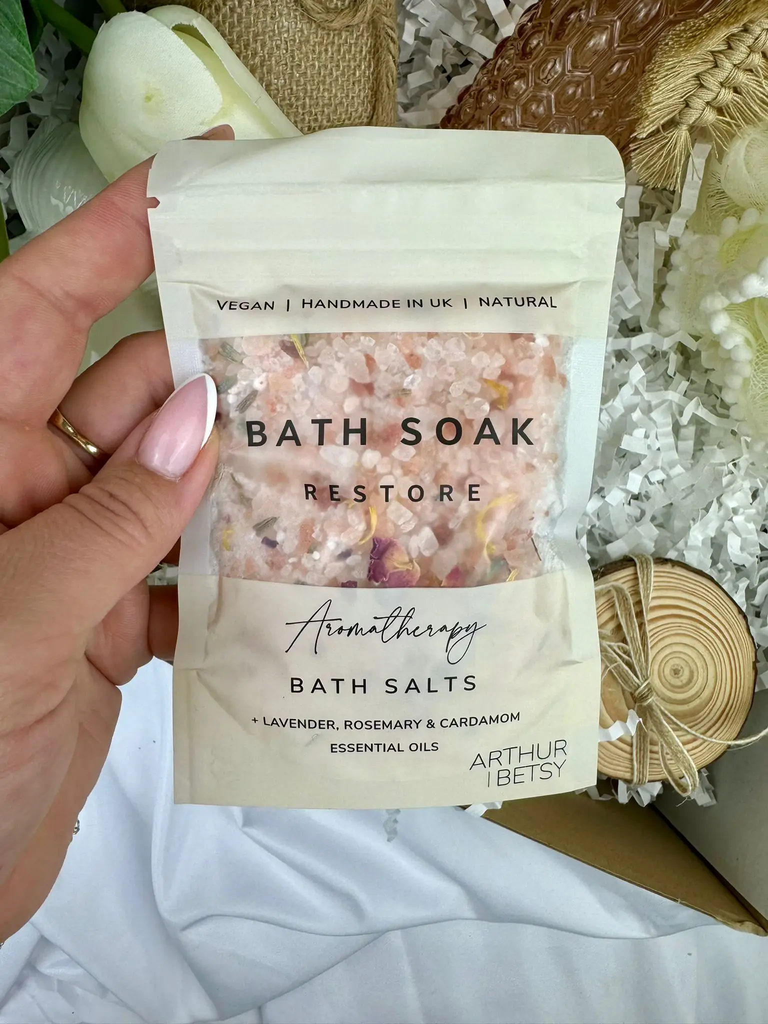 Bath salt "Restore" with lavender, rosemary and cardamom essential oil - Image 1