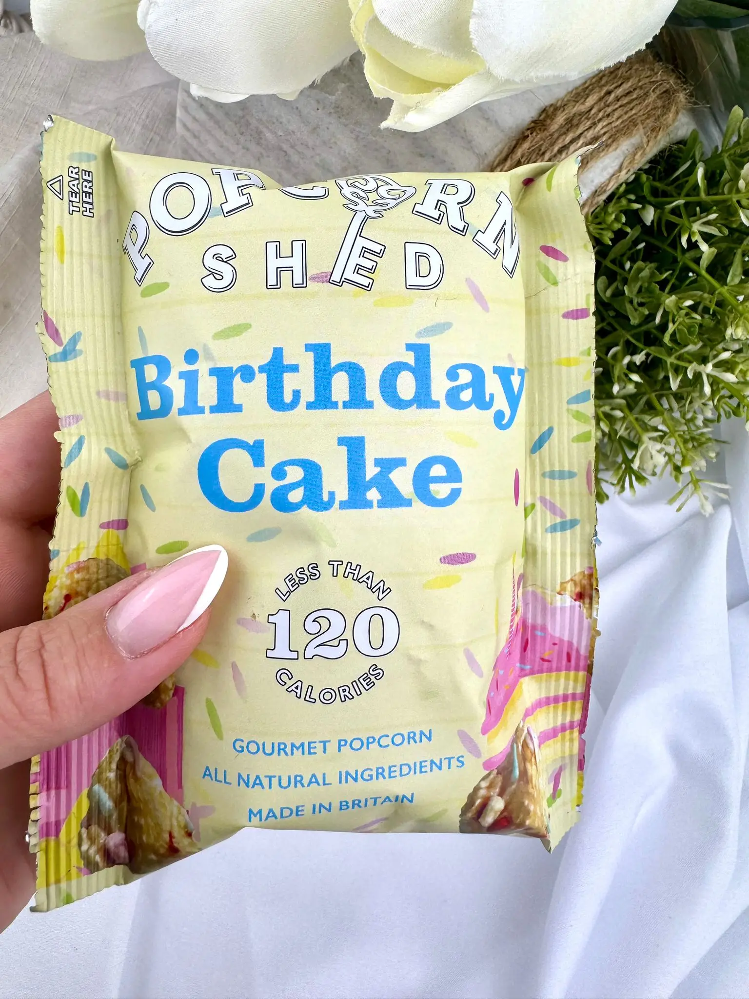 Birthday Cake Gourmet Popcorn, Vanilla cake caramel popcorn with white chocolate and birthday cake sprinkles. - Image 1