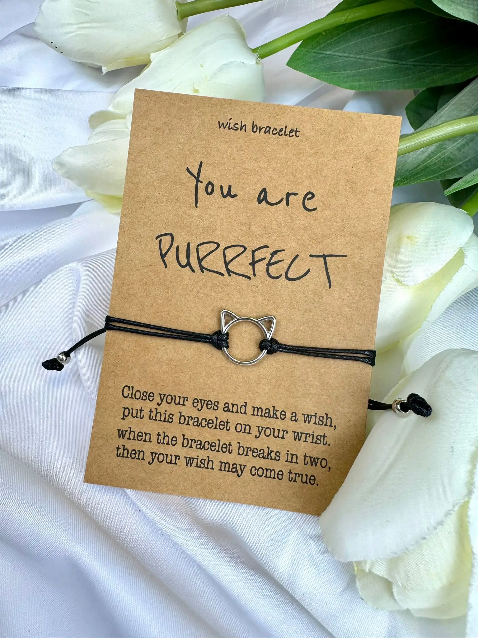 Cute 'You are Purrfect' String Bracelet - Image 1