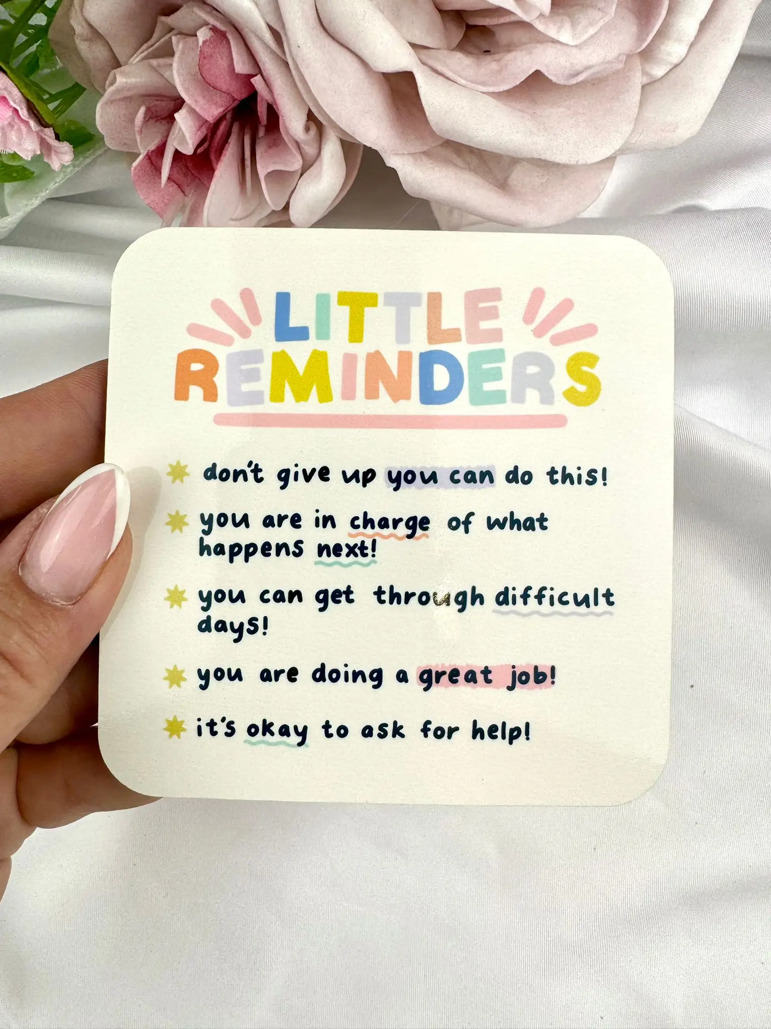 Cute Motivational Coaster with 'little reminders' - Image 1