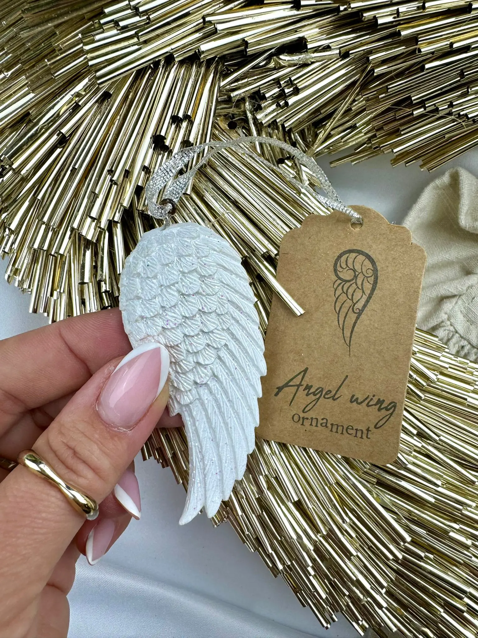 Glitter Angel Wing Hanging Decoration - Image 1