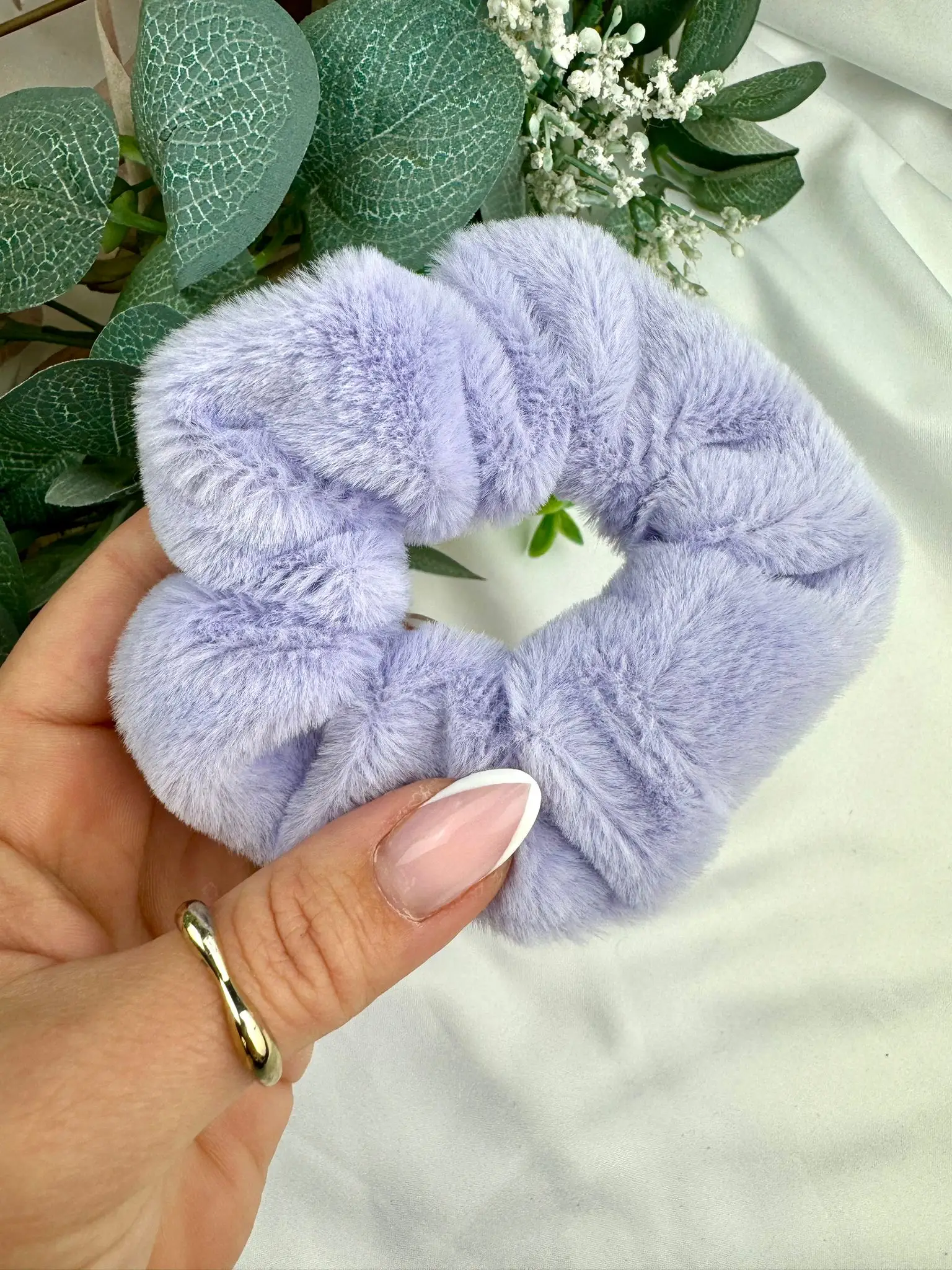 Purple plush Hair Scrunchie - Image 1