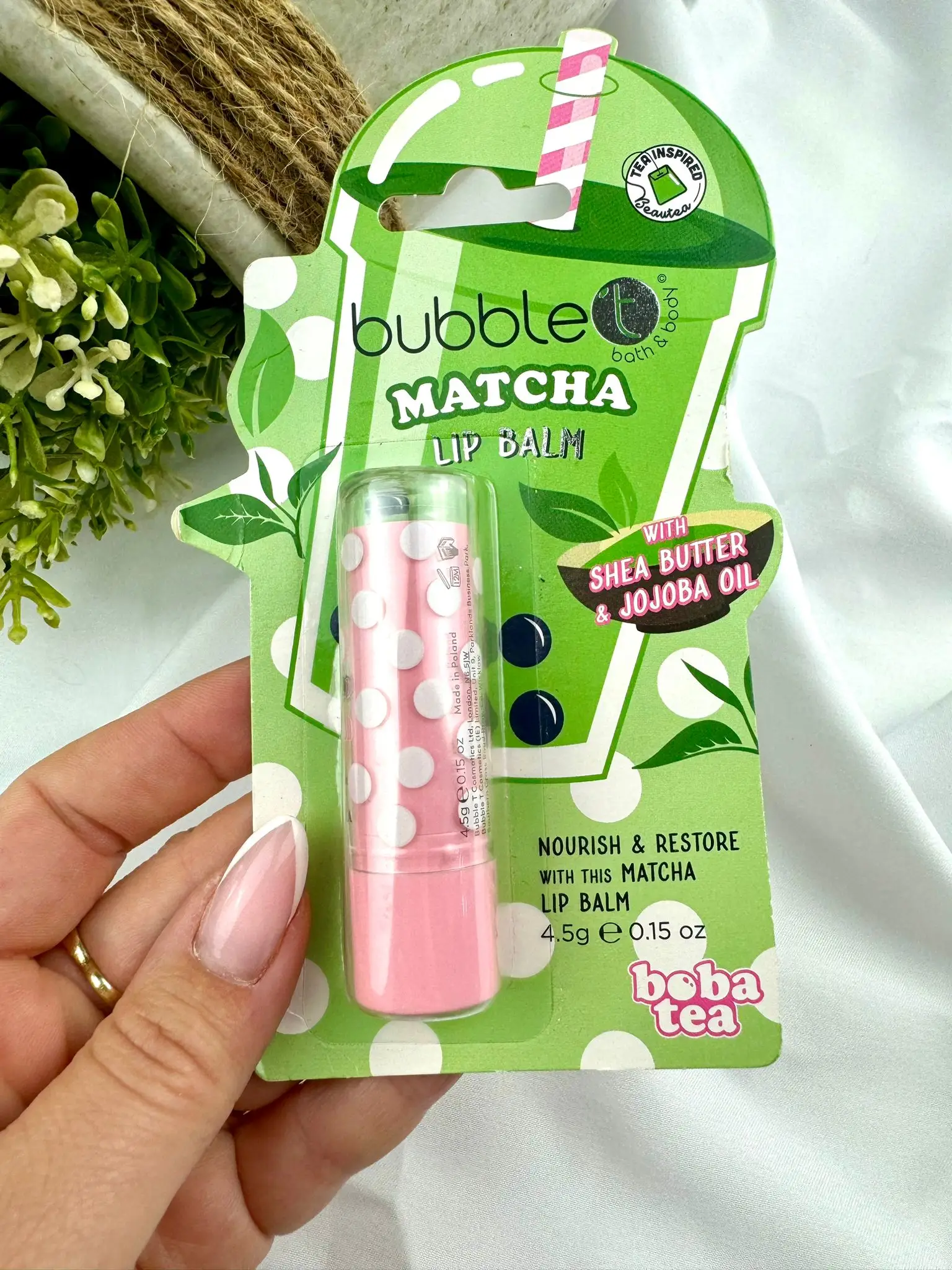 Matcha Lip Balm with Shea Butter and Jojoba Oil made with premium quality Matcha powder, which is rich in antioxidants and has anti-inflammatory properties to protect your lips. - Image 1